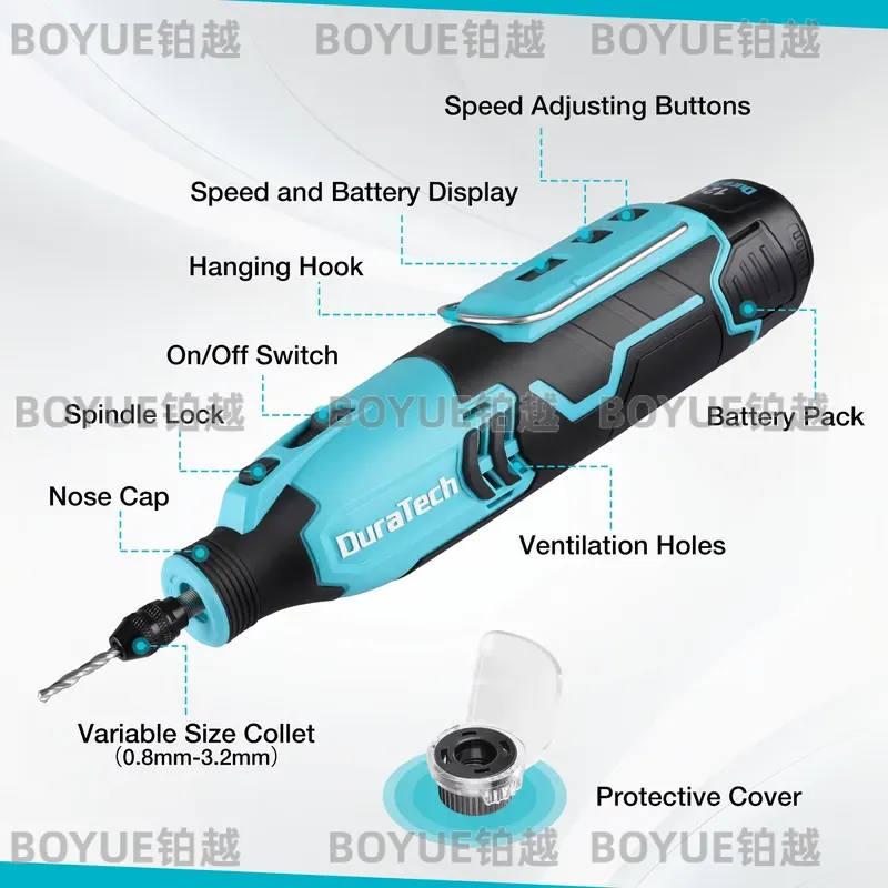 Cordless Rotary Tool Kit Accessories - Аккумуляторный роторный инструмент 12В, 5000-35000 об/мин,