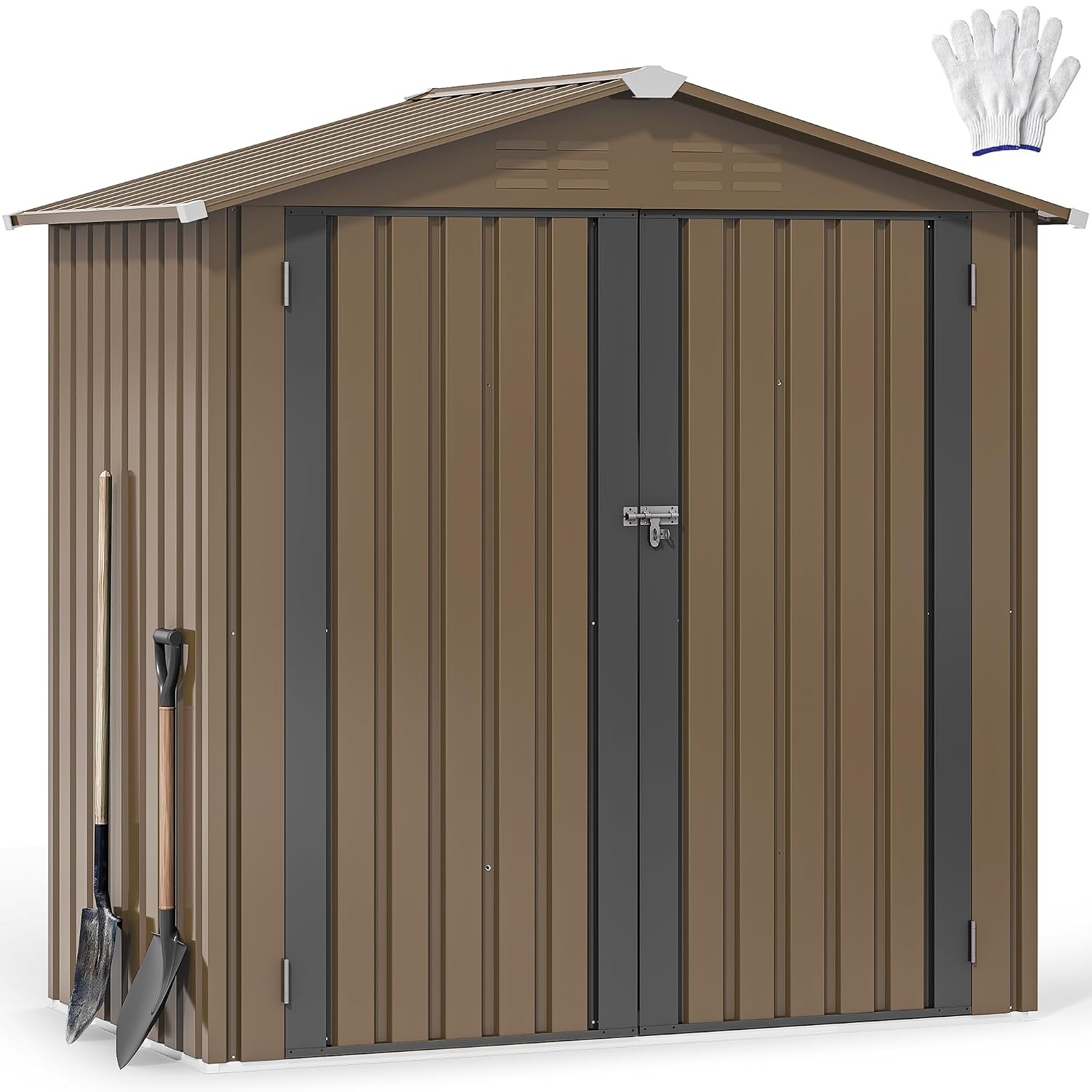 Garden Tools - Металлический уличный сарай 6x4 фута, водонепроницаемый,