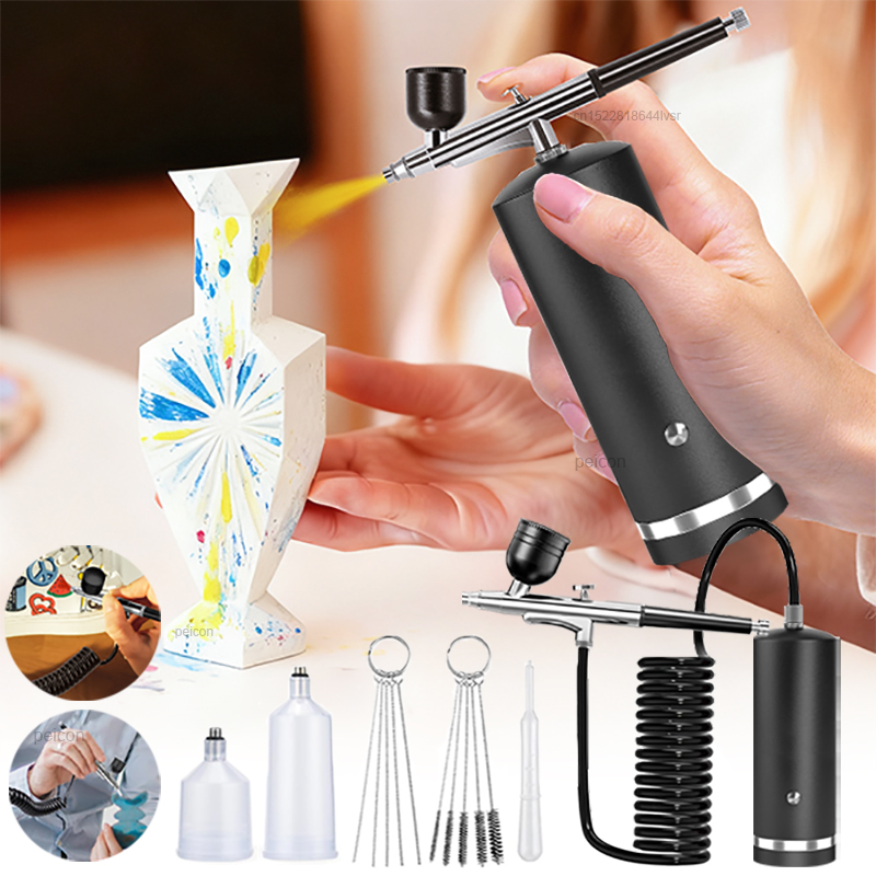 Airbrush Kit With Mini Compressor - Аэрограф с компрессором, пистолет для распыления