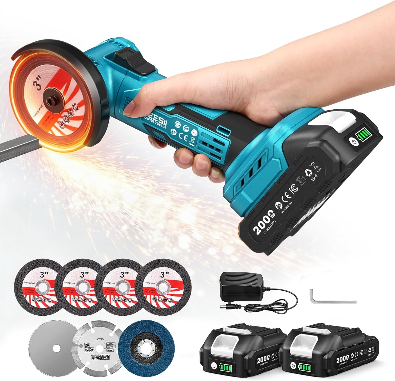 Brushless Angle Grinder Battery Powered - Беспроводная мини-угловая шлифовальная машина SEESII, 3