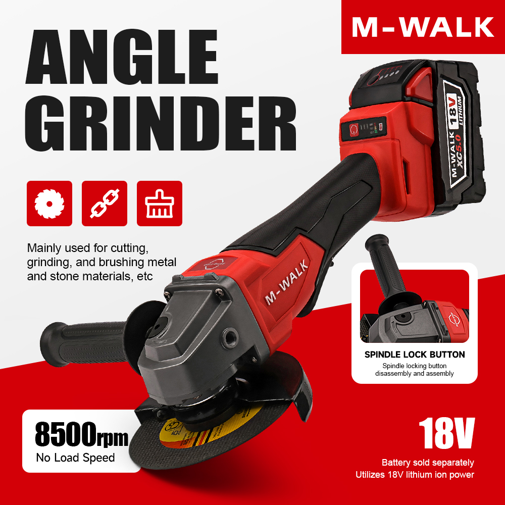 Brushless Angle Grinder Battery Powered - Угловая шлифовальная машина M-WALK 8500 об/мин,