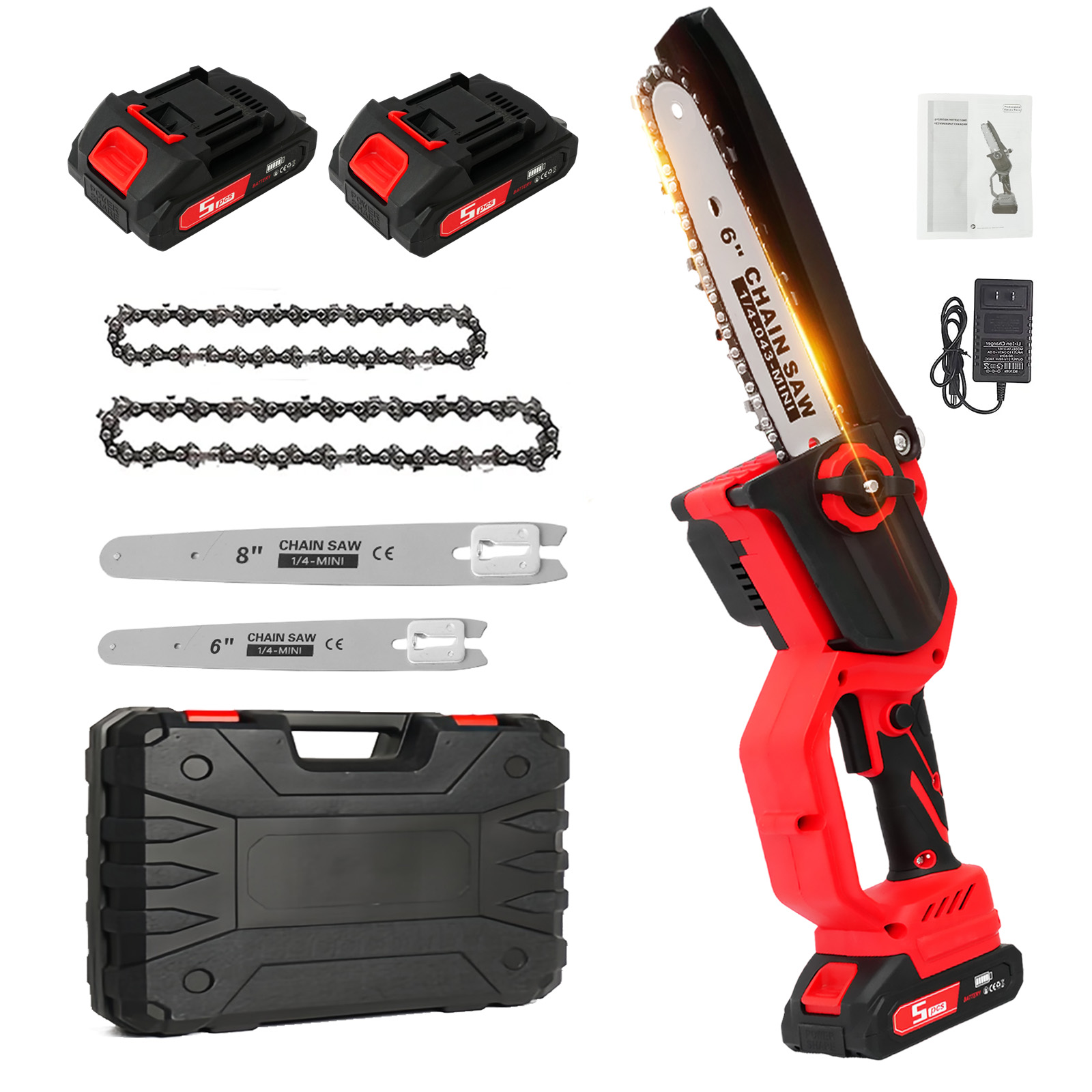 Mini Electric Chainsaw 6 Inch - Электрическая цепная пила 1380 Вт, высокоскоростная,