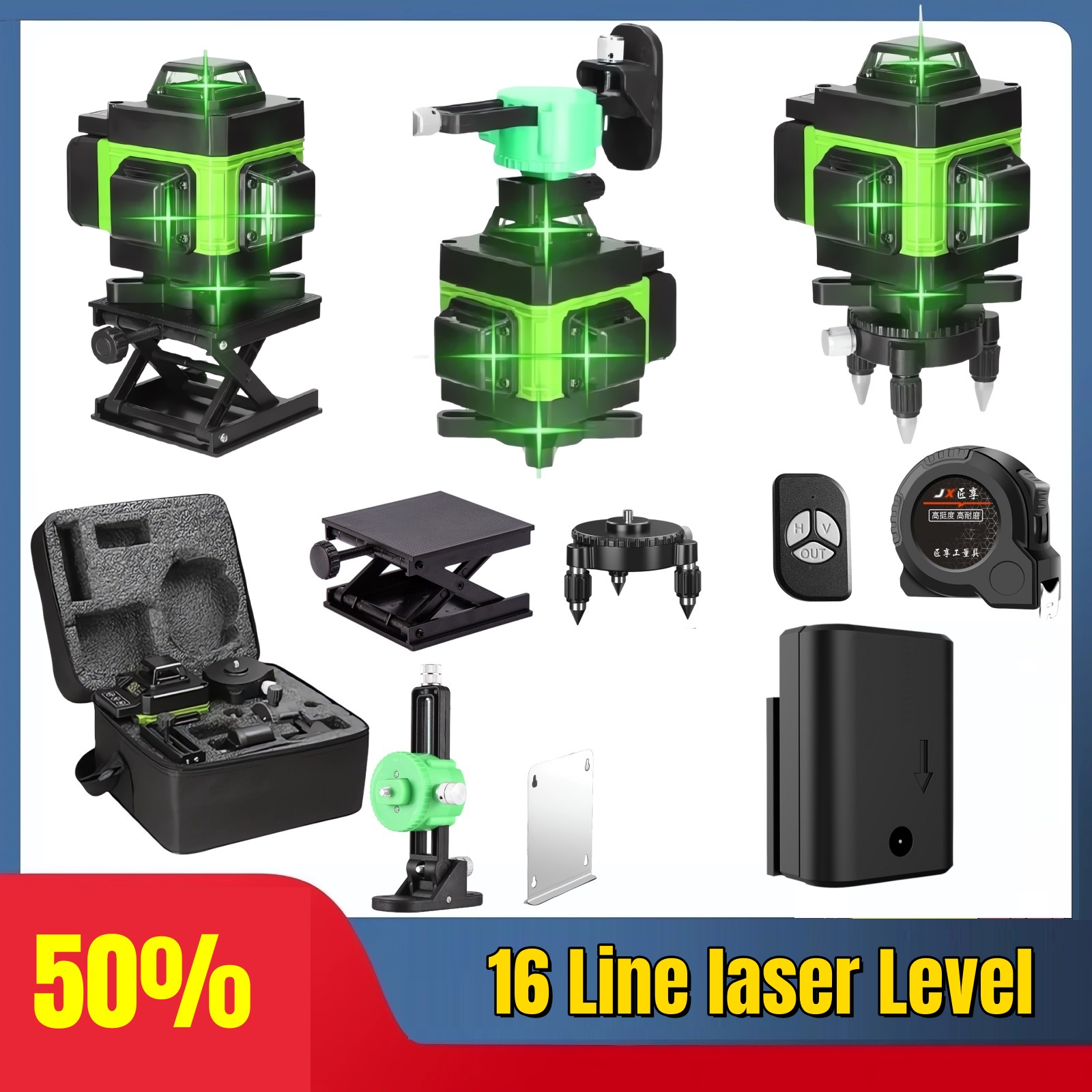 Laser Level 16 Lines 4D Green - 4D 16-линейный профессиональный 360 ° Самовыравнивающийся