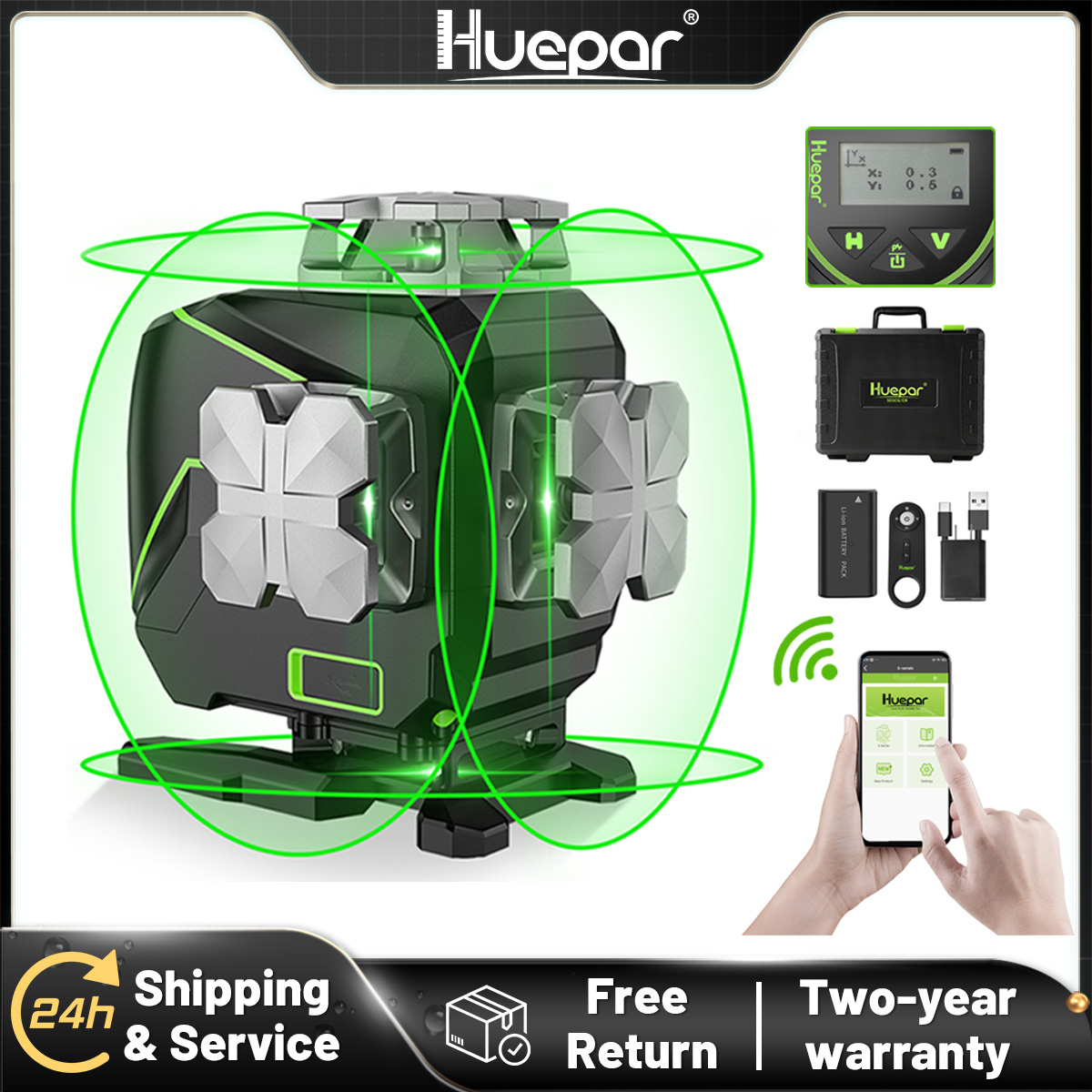 Лазерный нивелир Huepar S04CG- – обзор и цена Laser Level 16 Lines 4D Green