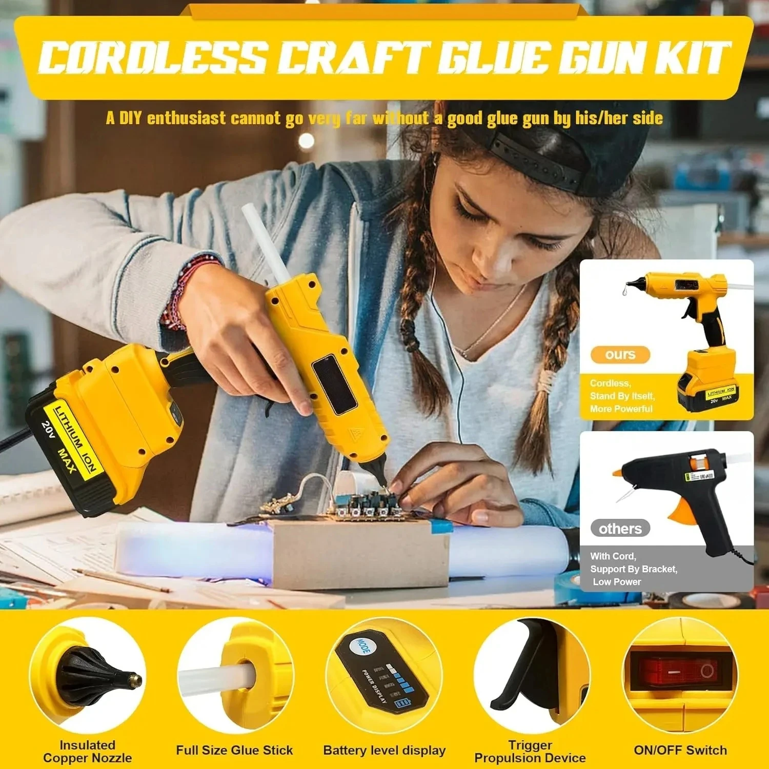 Беспроводной электрический руч – обзор и цена Hot Melt Glue Gun Cordless