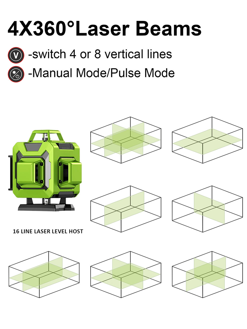LFINE 4D 16 линий 360 самовыра – обзор и цена Laser Level 16 Lines 4D Green