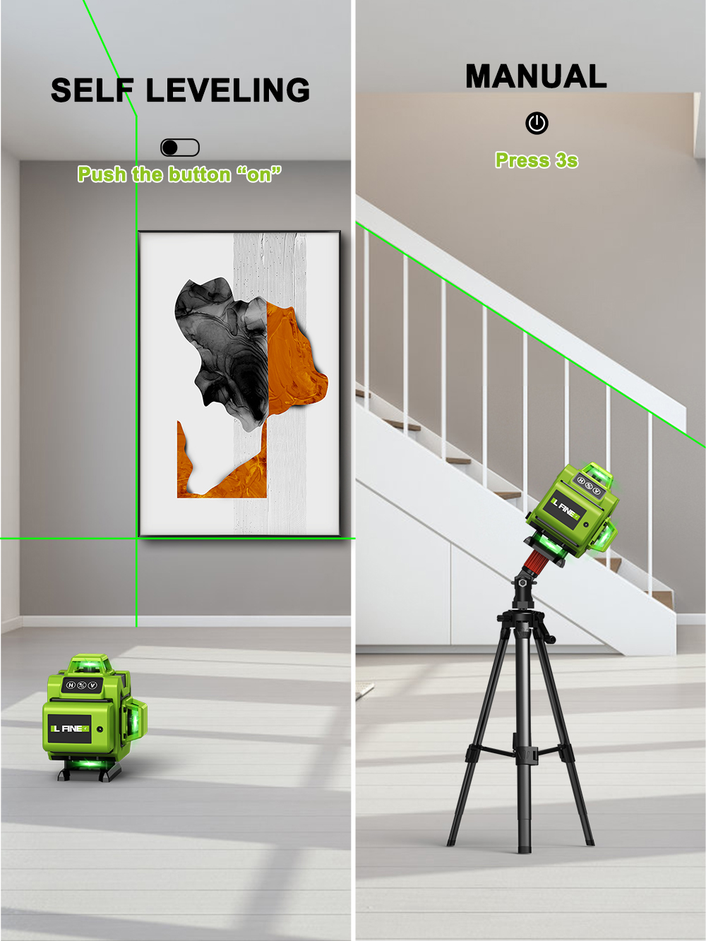 LFINE 4D 16 линий 360 самовыра – обзор и цена Laser Level 16 Lines 4D Green