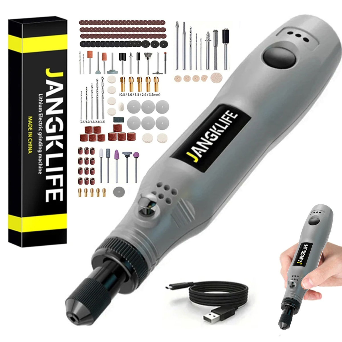 JANGKLIFE USB беспроводной рот – обзор и цена Cordless Rotary Tool Kit Accessories